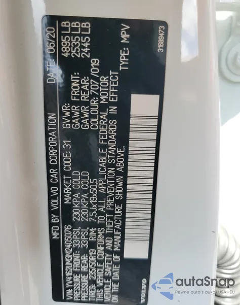 2021 Volvo Xc40 T5 R-Design z USA, uszkodzony, nr VIN YV4162UM3M2405076